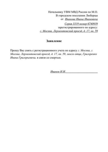 Как правильно выписать умершего человека из квартиры?