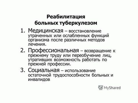 Социальное восстановление больных туберкулезом: роль реабилитационных программ и услуг