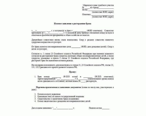 Причины развода в исковом заявлении: образец и пример