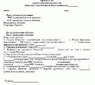 Необходимые сведения в протоколе о создании ООО